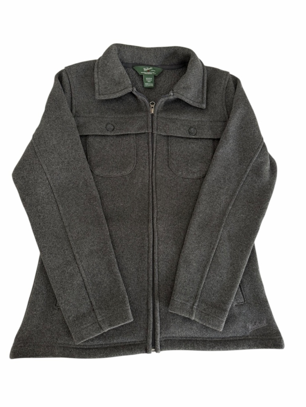 WOOLRICH Gray Fleece Zip Jacket Cozy Outdoor Casual womens m